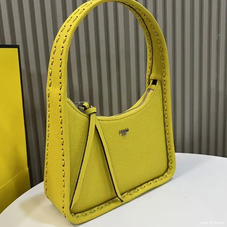 Affordable HOT Fendessence Fendi Bag Mini Cuoio In Leather Yellow Romano 0621